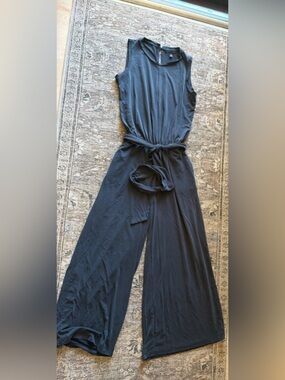 Banana Republic Sleeveless Black Wide-Leg Jumpsuit with Waist Tie